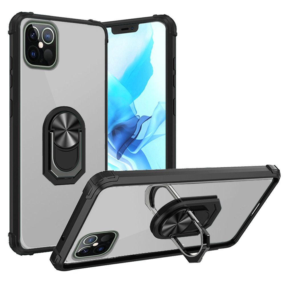 GSA Bumper Hybrid Ring Stand Case For iPhone 13 (6.1") - Clear/Black