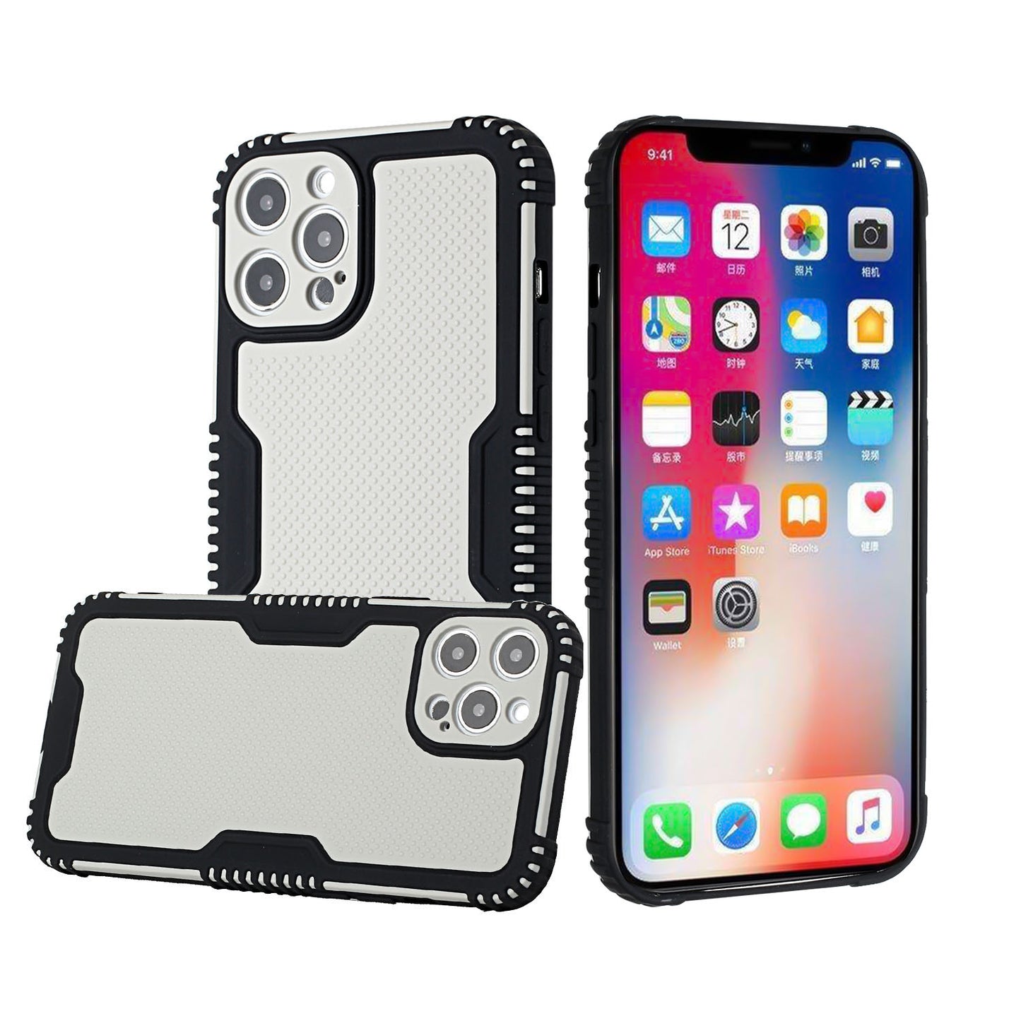 GSA Fused Non-slip Grip Shockproof Hybrid Case For iPhone 13 Pro (6.1") Black