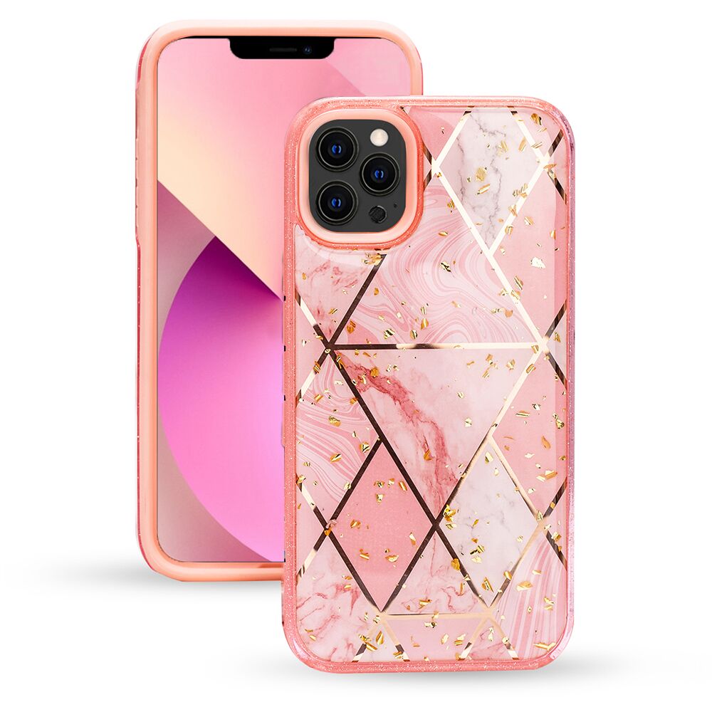 GSA Geo Marble Hybrid Case For Apple iPhone 13 Pro (6.1") - Pink