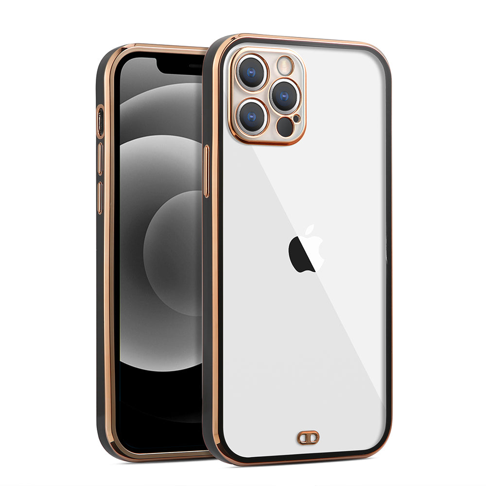 GSA Phantom Pc Bumper Raised Camera Protection For iPhone 13 Pro (6.1") Black & Gold