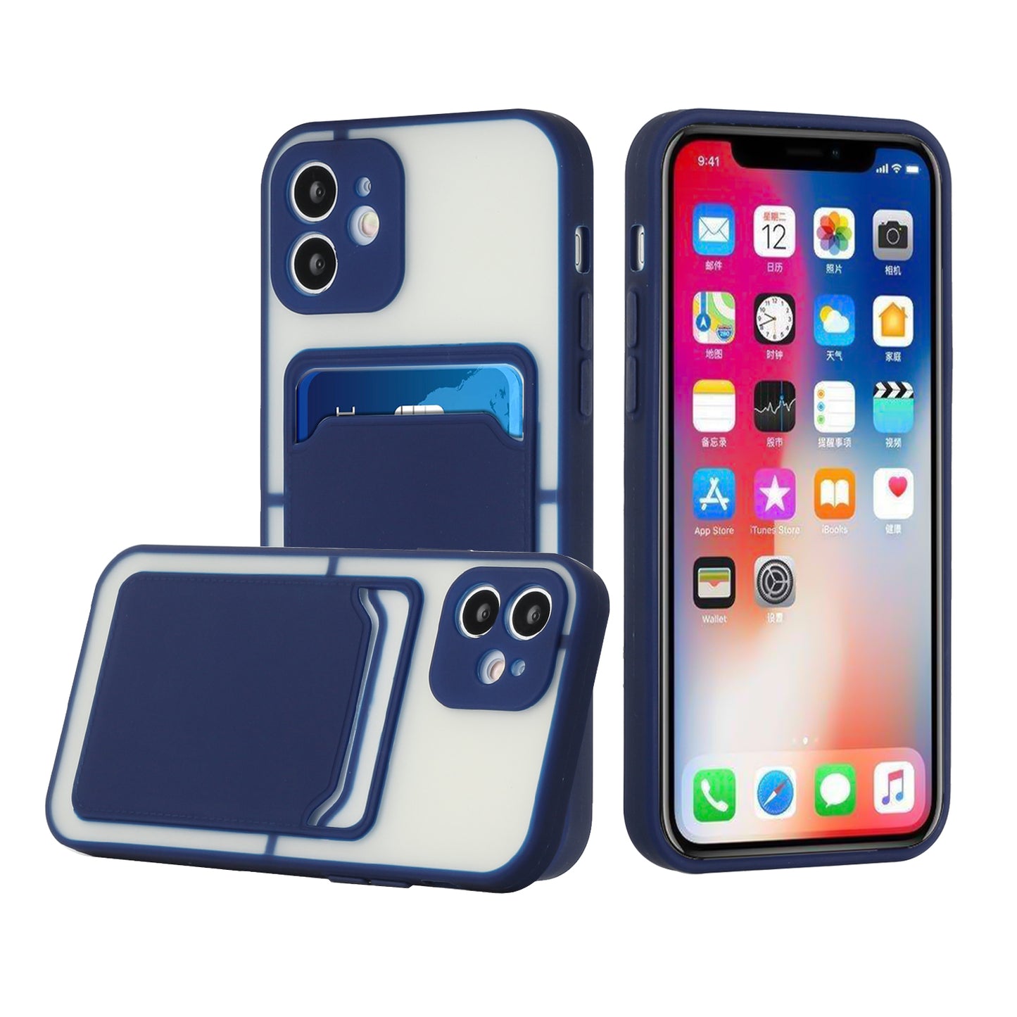 GSA Frosted Matte Bumper Case w/CC Slot for iPhone 13 Pro (6.1") - Blue
