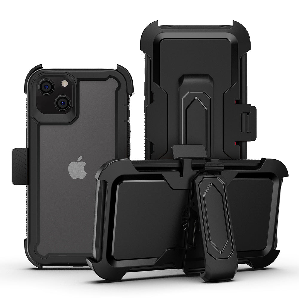GSA 3-in-1 Hybrid Holster Case for iPhone 13 Pro (6.1") - Clear/Black