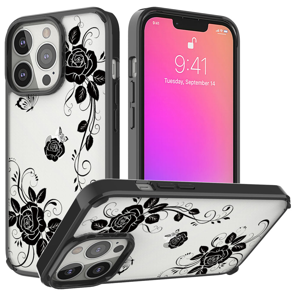 GSA Rose Ivy Embossed Bumper Case for iPhone 13 Pro (6.1") - Clear/Black