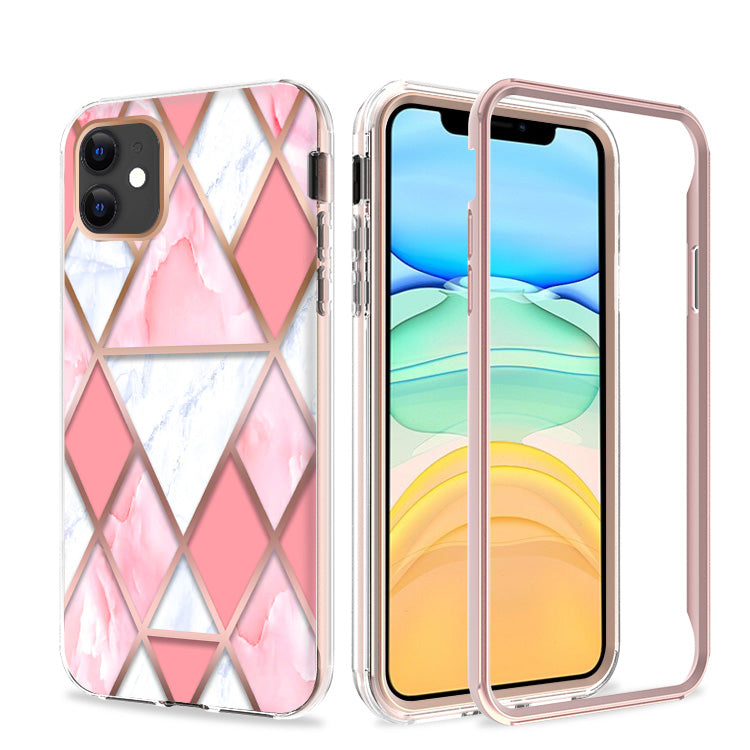 GSA Geo Marble Hybrid Case for iPhone 13 Pro (6.1") - Pink/White