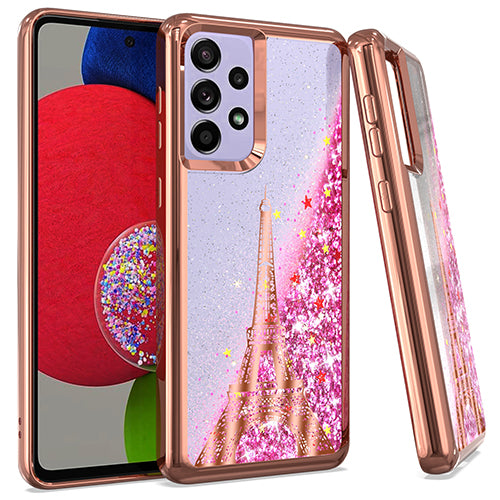 GSA Liquid Glitter Eiffel Tower Candy Case for Samsung Galaxy A53 - Rose Gold