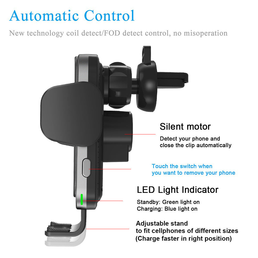 GSA Car Mount 15W Automatic Open/Close Fast Wireless Car Charger