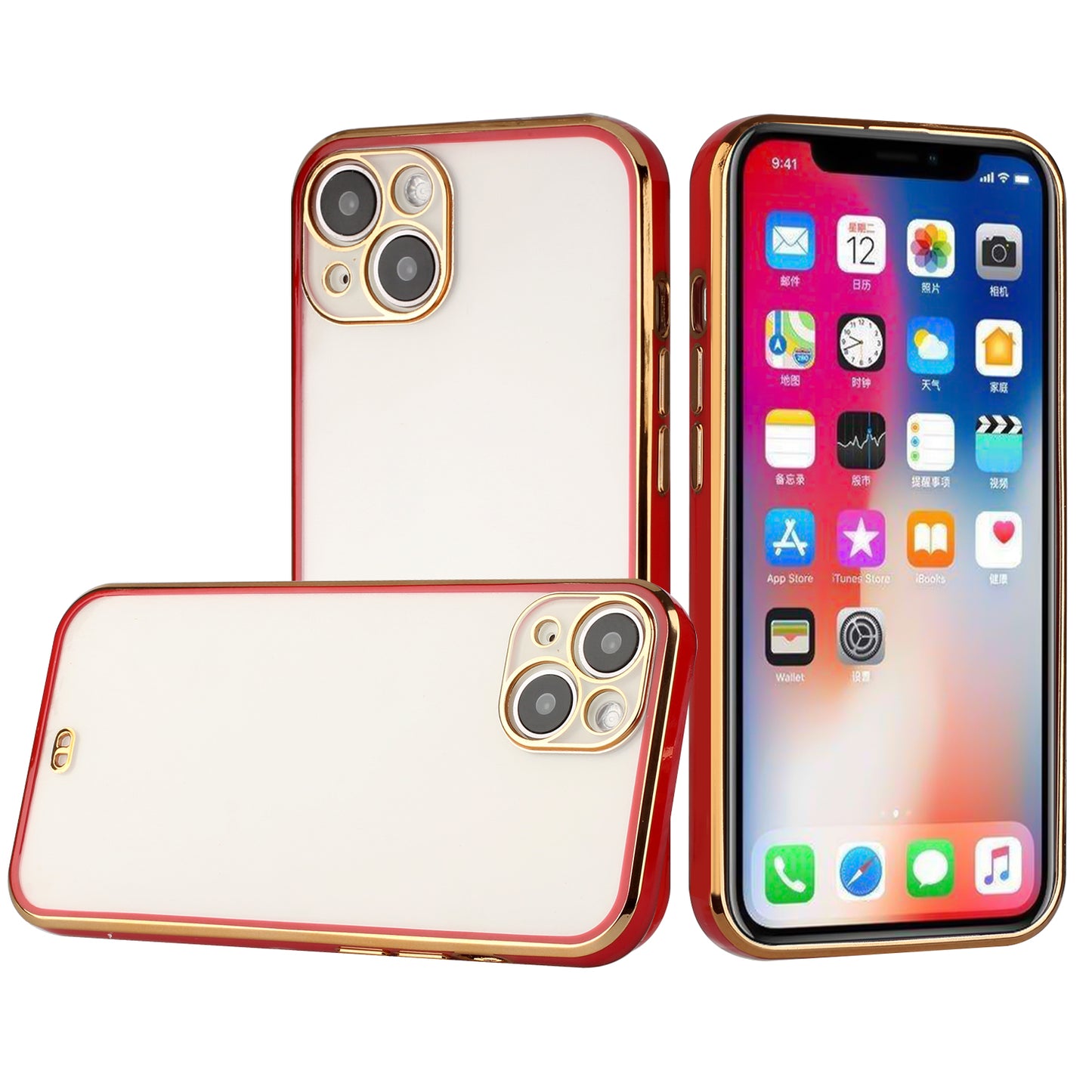 GSA Phantom Raise Chrome Bumper Case For iPhone 12 (6.1") - Clear/Red