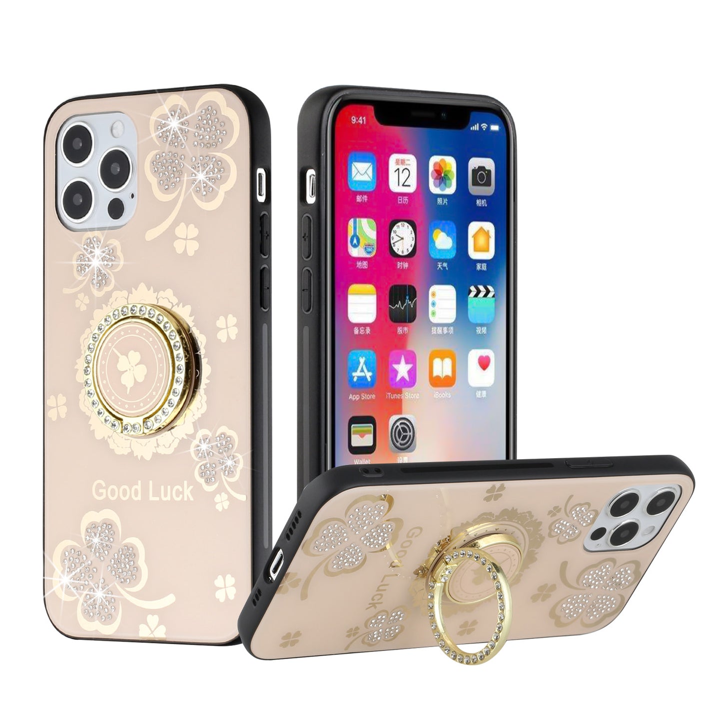 GSA Splendid Diamond Glitter Case For iPhone 13 PRO (6.1") Clover Gold