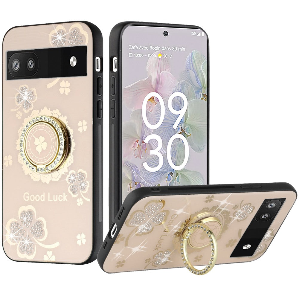 GSA Splended Diamond Glitter Hybrid Case For Google Pixel 6A - Clover Gold