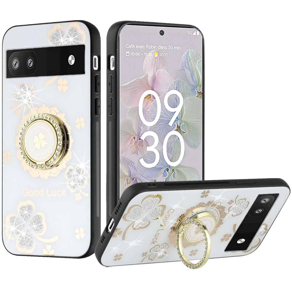 GSA Splendid Diamond Glitter Ornaments Case For Google Pixel 7 Pro Good Luck Floral