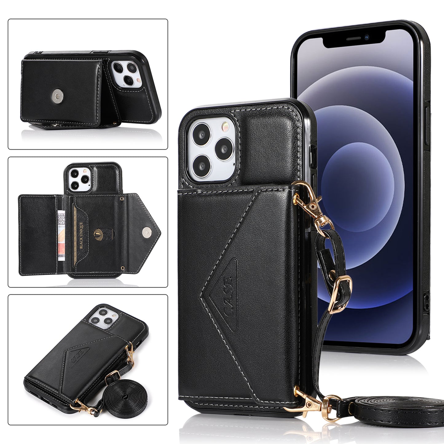 GSA Elegant Wallet ID & Card Slots case for iPhone 14 Pro Black