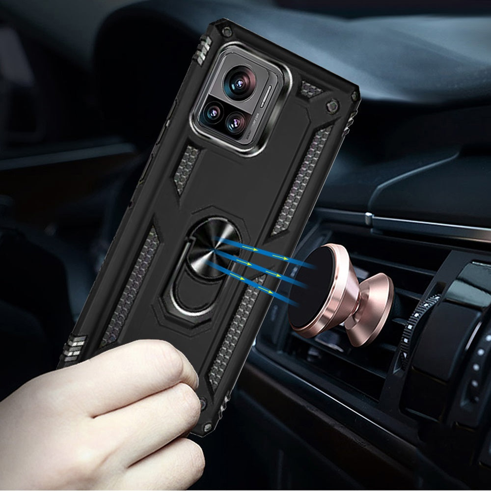 GSA Ring Kickstand Hybrid Case For Motorola Edge Plus 2023, XT2301 - Black