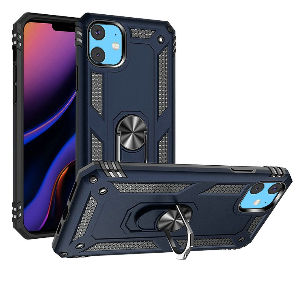GSA Ring Magnetic Kickstand Hybrid Case Cover For iPhone 15 - Blue
