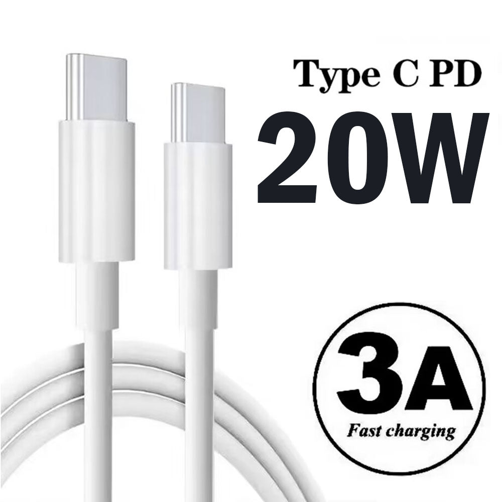 UNIVERSAL 15W 2 METER (6.6FT) USB TYPE-C TO USB TYPE-C FAST CHARGING CABLE – WHITE