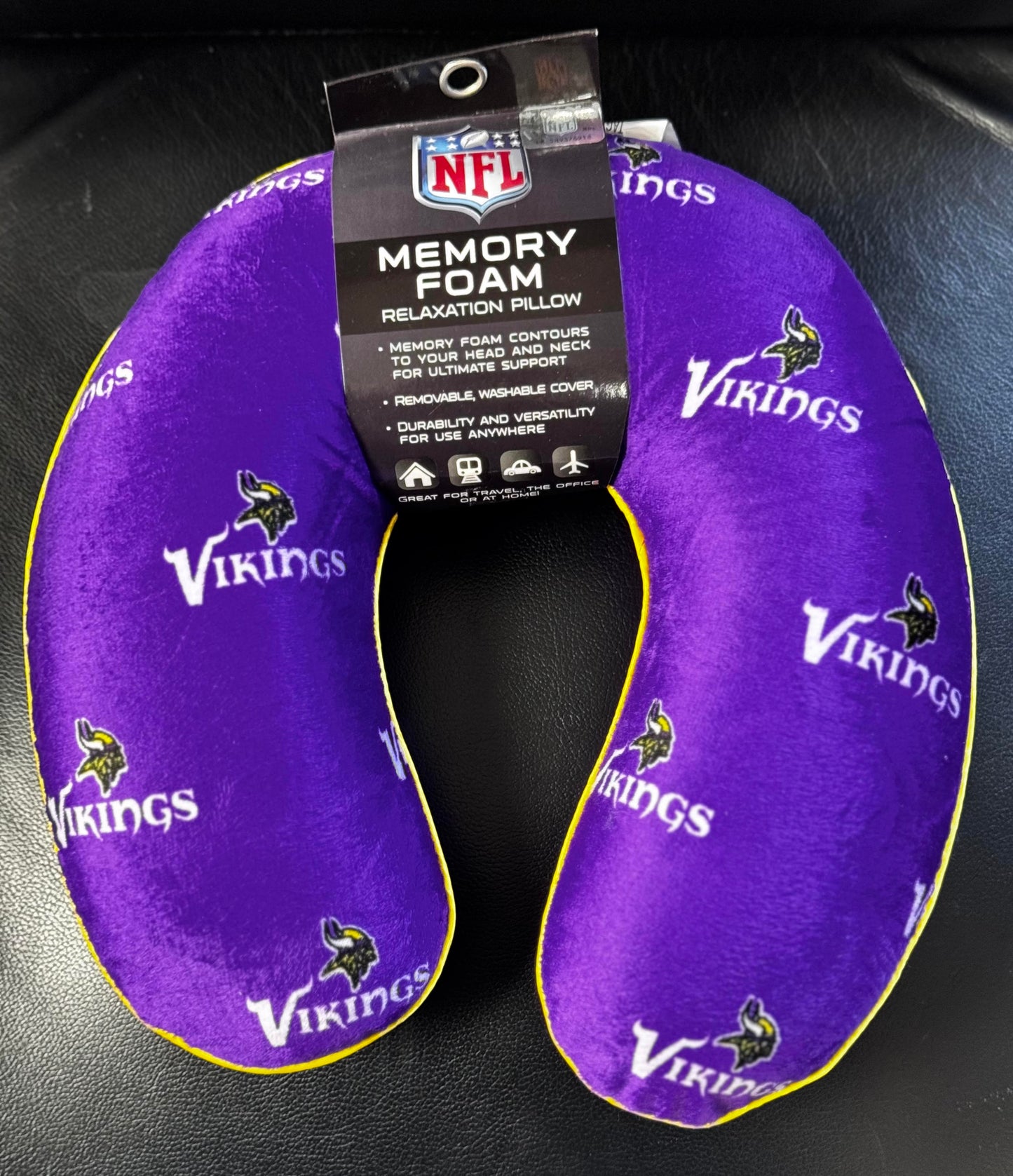 STL NFL Minnesota Vikings Travel Head & Neck Memory Foam Pillow