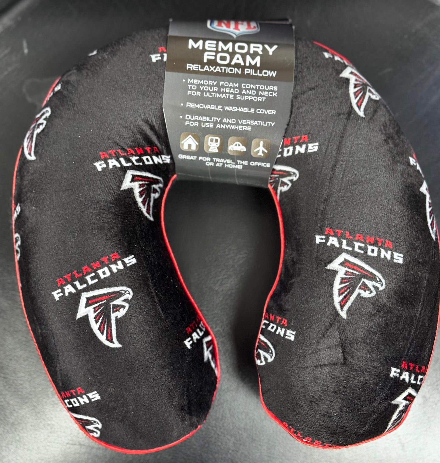 STL NFL Licensed Atlanta Falcons Travel Head & Neck Memory Foam Pillow