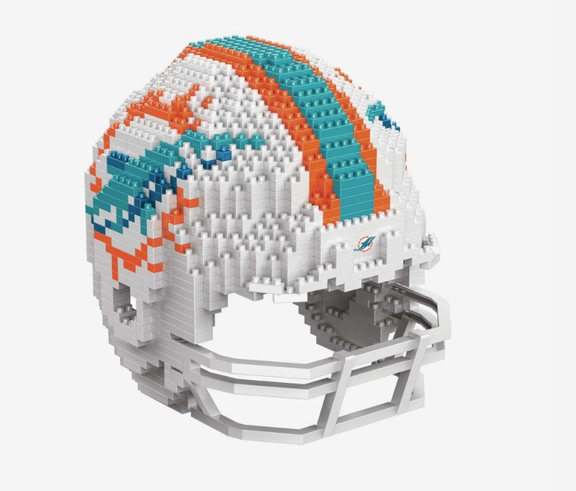 FOCO BRXLZ NFL Licensed Miami Dolphins 3-D Puzzle Helmet, 1pc Face Mask