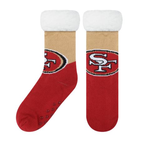 FOCO NFL San Francisco 49ers Color Block Footy Slippers Non-Skid Bottoms