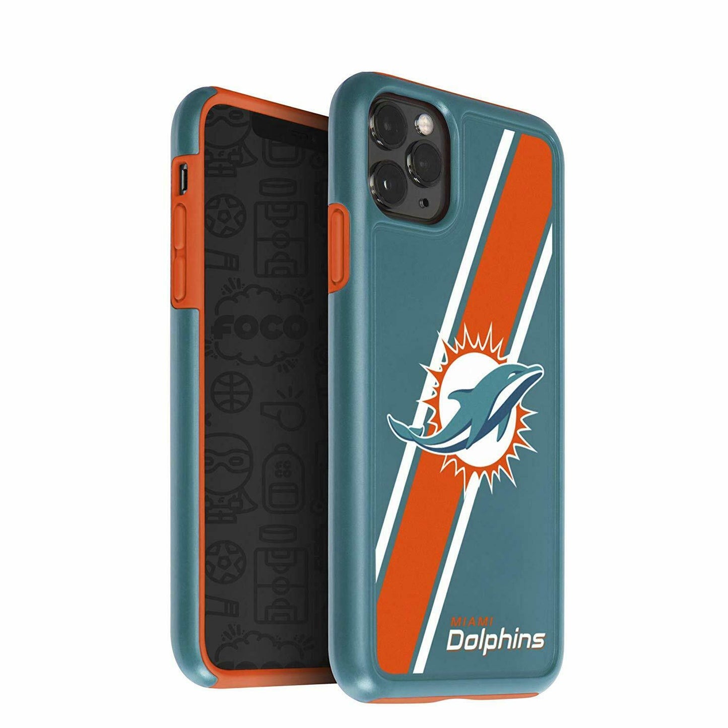 FOCO NFL Miami Dolphins Dual Hybrid Case for iPhone 11 Pro, X & XS (5.8")