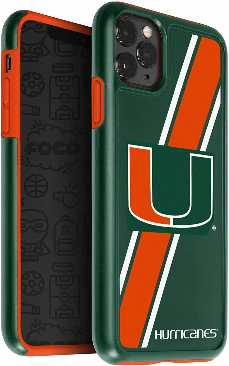 FOCO NCAA Miami Hurricanes Dual Hybrid Case for iPhone 11 Pro Max & XS Max (6.5")