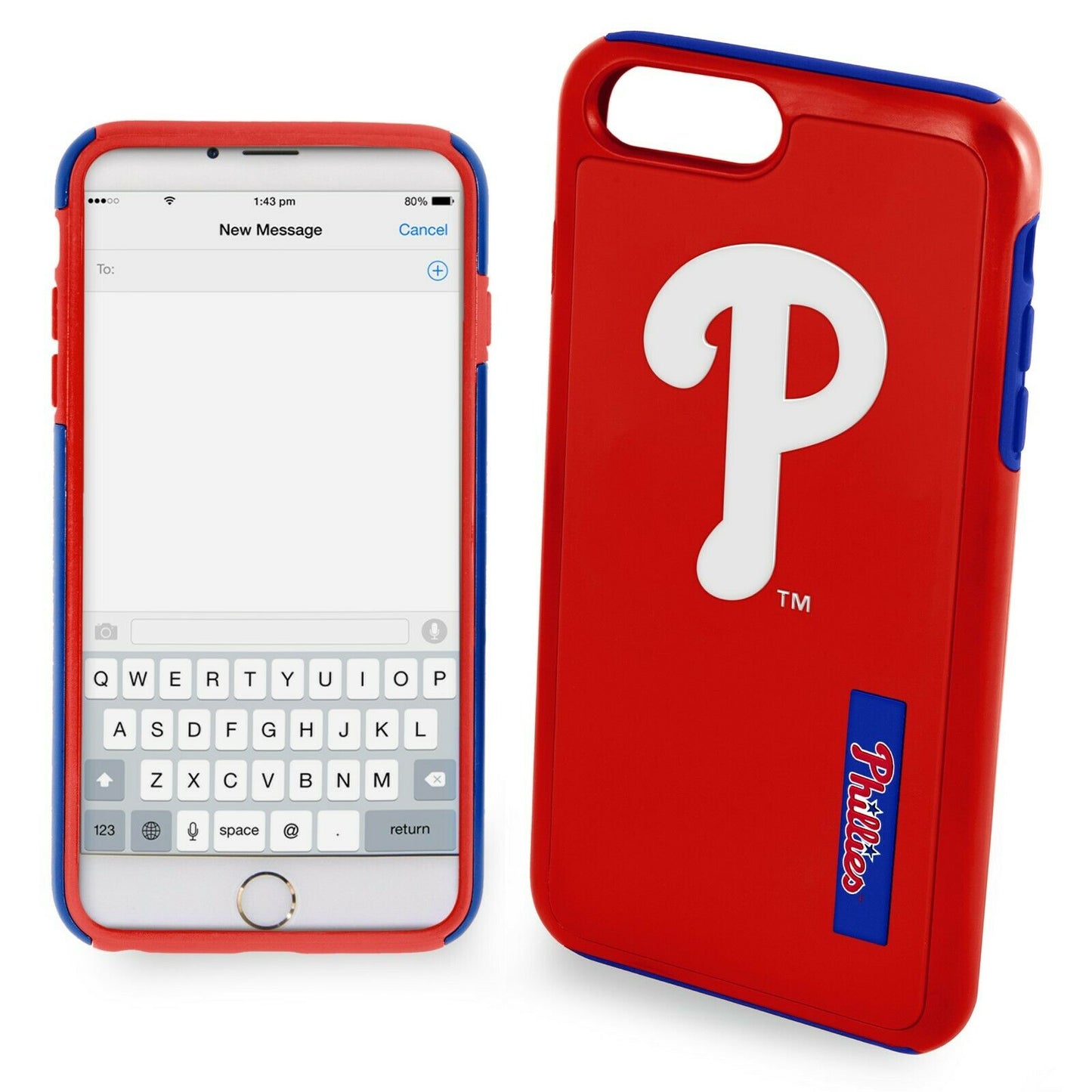 FOCO MLB Philadelphia Phillies Hybrid Case for iPhone 8 +, 7 +, 6 + & 6s + (5.5")