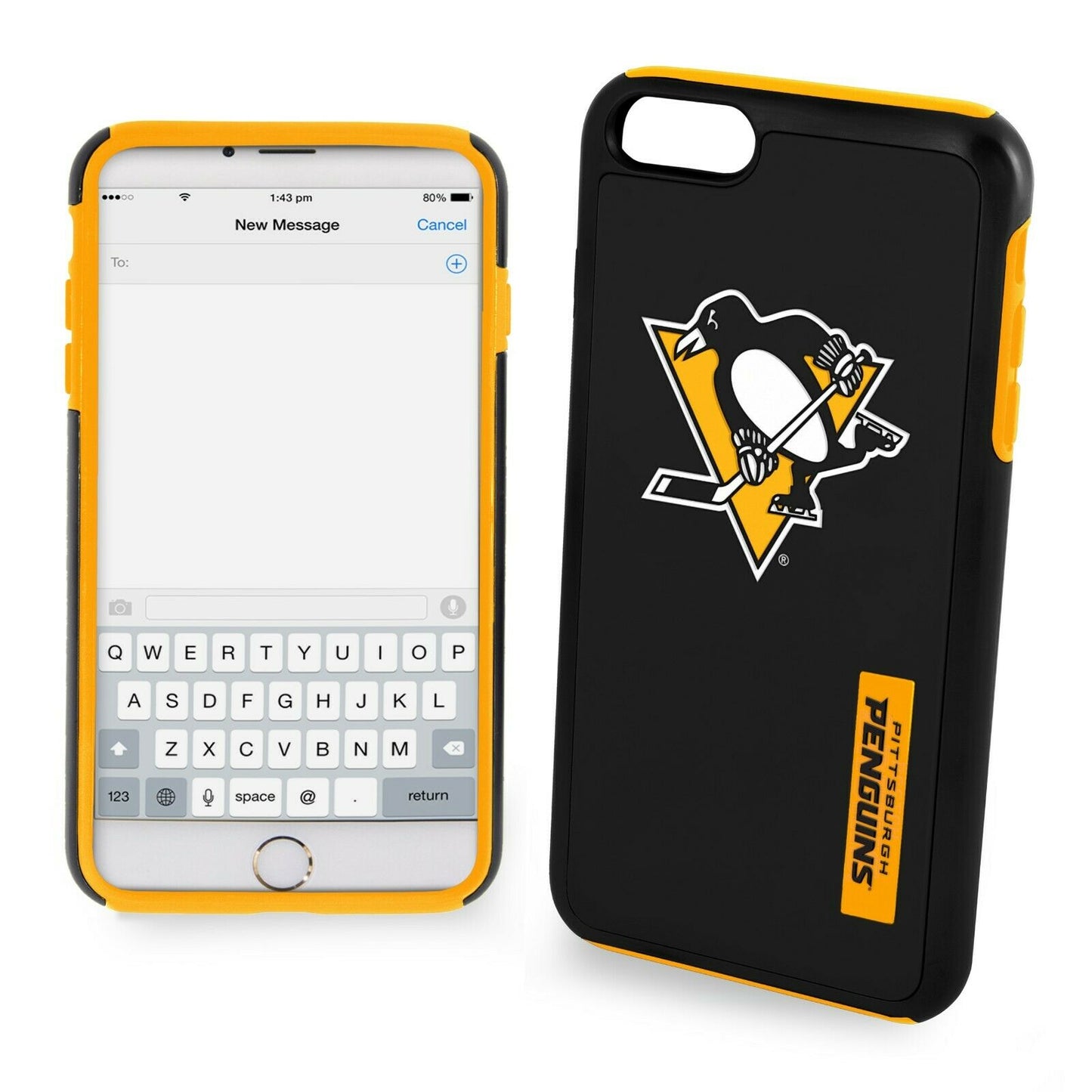 FOCO NHL Pittsburgh Penguins Hybrid Case for iPhone SE (2022-20), 8,7, 6s (4.7")