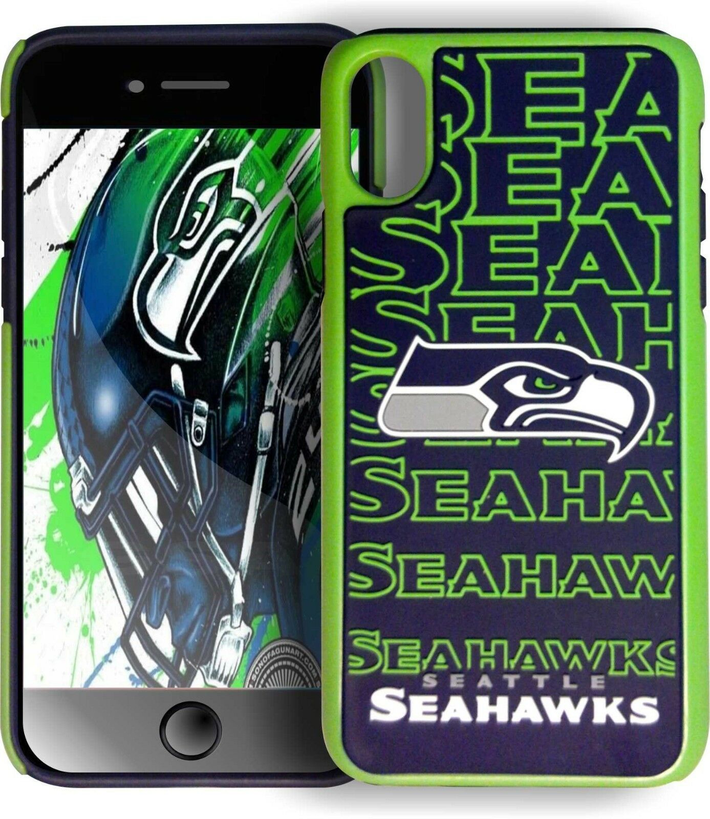 FOCO NFL Seattle Seahawks Hybrid Repeat Case for iPhone X & XS (5.8")