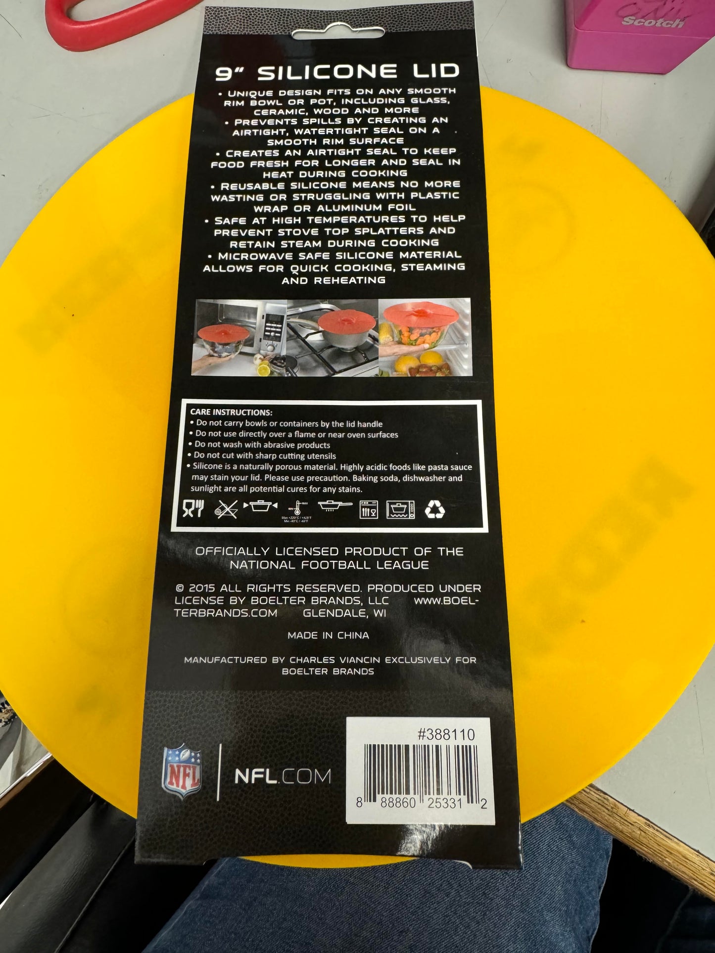 BB NFL Cincinnati Bengals 9" Silicone Lids Fit Pots & Bowls, Hot/Cold 2 Lids