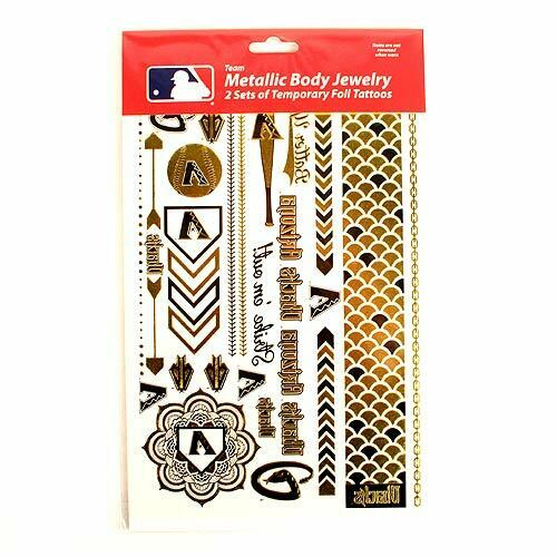 Little Earth MLB Arizona Diamondbacks Gold Temporary Foil Tattoos 2 Sheets