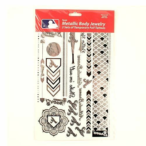 Little Earth MLB Atlanta Braves Temporary Foil Tattoos Silver