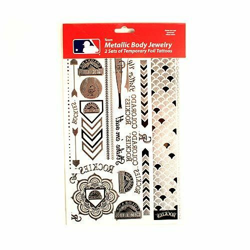 Little Earth MLB Colorado Rockies Temporary Foil Tattoos Silver Two Sheets