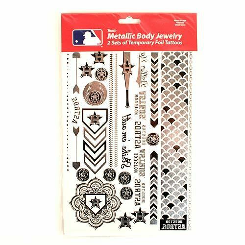 Little Earth MLB Houston Astros Temporary Foil Tattoos Silver