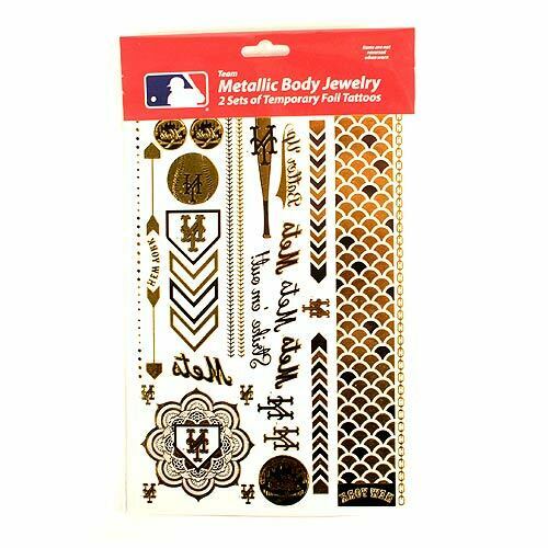Little Earth MLB New York Mets Temporary Foil Tattoos Gold