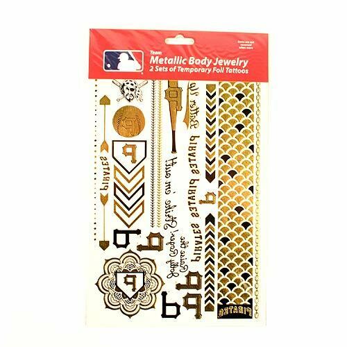 Little Earth MLB Pittsburgh Pirates Temporary Foil Tattoos Two Sheets