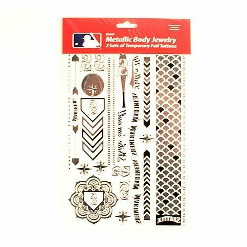 Little Earth MLB Seattle Mariners Temporary Foil Tattoos Silver 2 Sheets