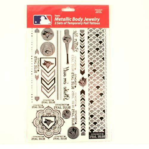 Little Earth MLB Toronto Blue Jays Temporary Foil Tattoos Silver 2 Sheets