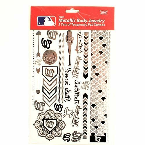 Little Earth MLB Washington Nationals Temporary Foil Tattoos 2 Sheets