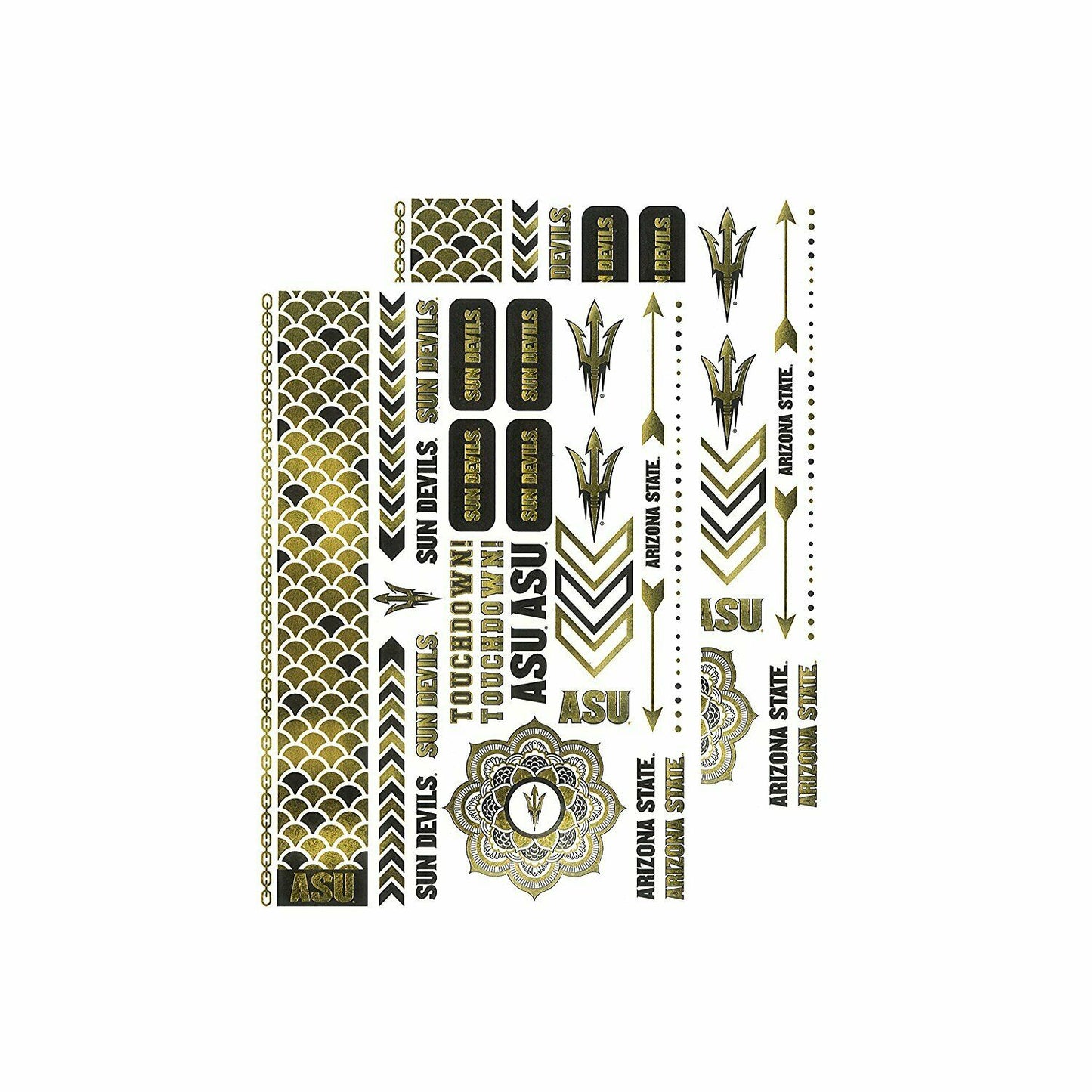 Little Earth NCAA Arizona State Sun Devils Temporary Foil Tattoos two Sheets