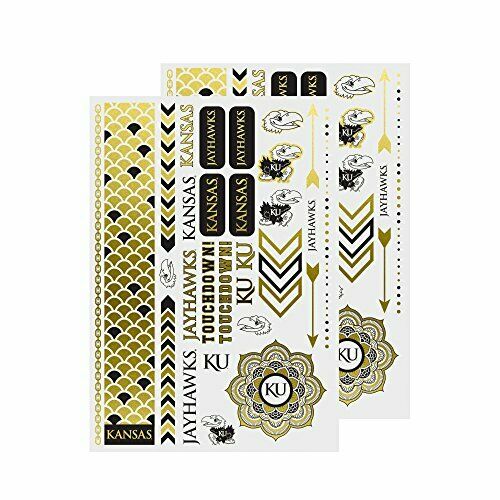 Little Earth NCAA Kansas Jayhawks Temporary Foil Tattoos 2 Sheets