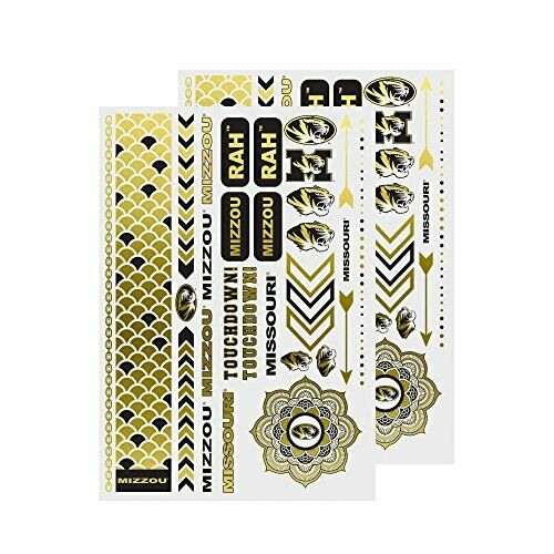 Little Earth NCAA Missouri Tigers Temporary Foil Tattoos 2 Sheets