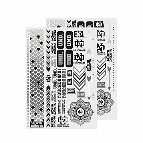 Little Earth NCAA North Dakota Fighting Sioux Temporary Foil Tattoos 2 Sheets