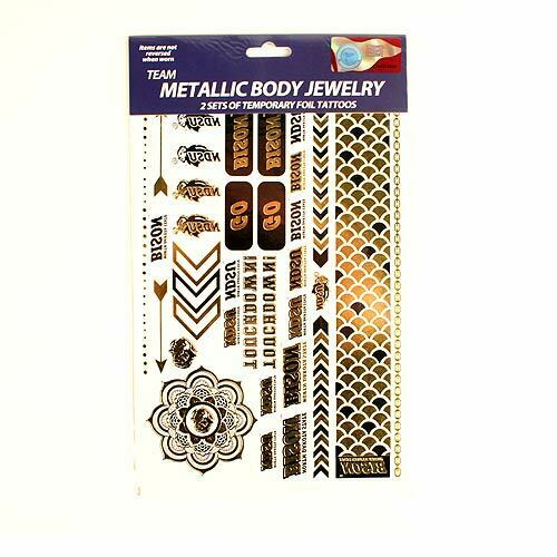 Little Earth NCAA North Dakota State Bison Temporary Foil Tattoos Two Sheets