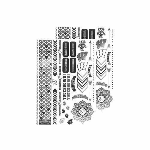 Little Earth NCAA Wisconsin Badgers Temporary Foil Tattoos Silver 2 Sheets