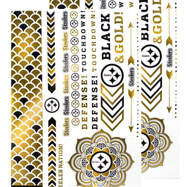 Little Earth NFL Pittsburgh Steelers Temporary Foil Tattoos Two Sheets