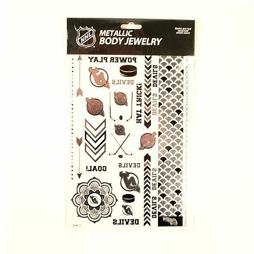 Little Earth NHL New Jersey Devils Temporary Foil Tattoos Two Sheets
