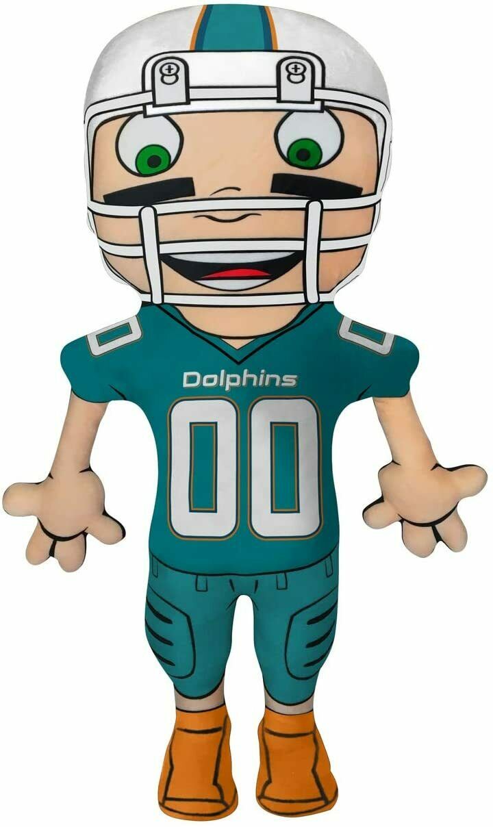 TNC NFL Licensed Miami Dolphins Character Player Buddy Pillow, 10" x 28"