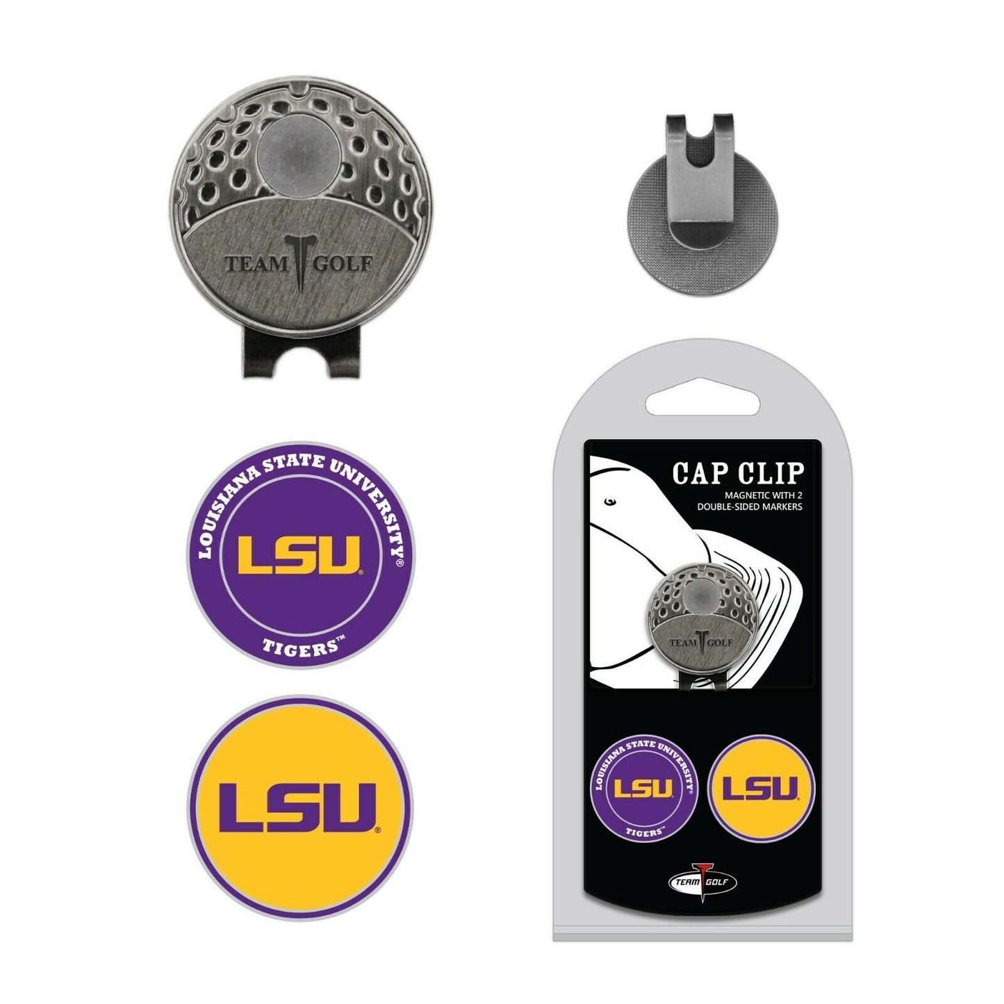 Team G NCAA LSU Tigers Golf Cap Clip 2 Magnetic Ball Markers