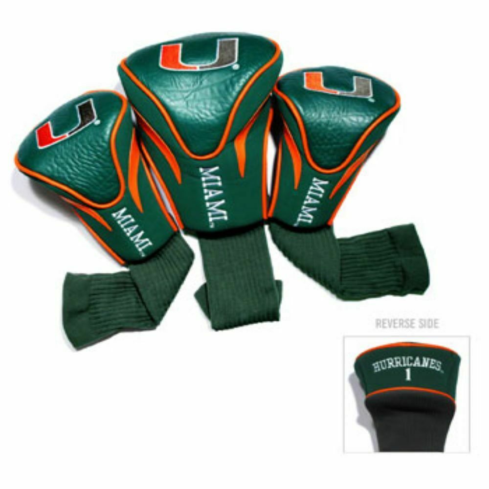 T Golf NCAA Miami Hurricanes Contour Golf Club Headcovers 3-Pack 1, 3 & X