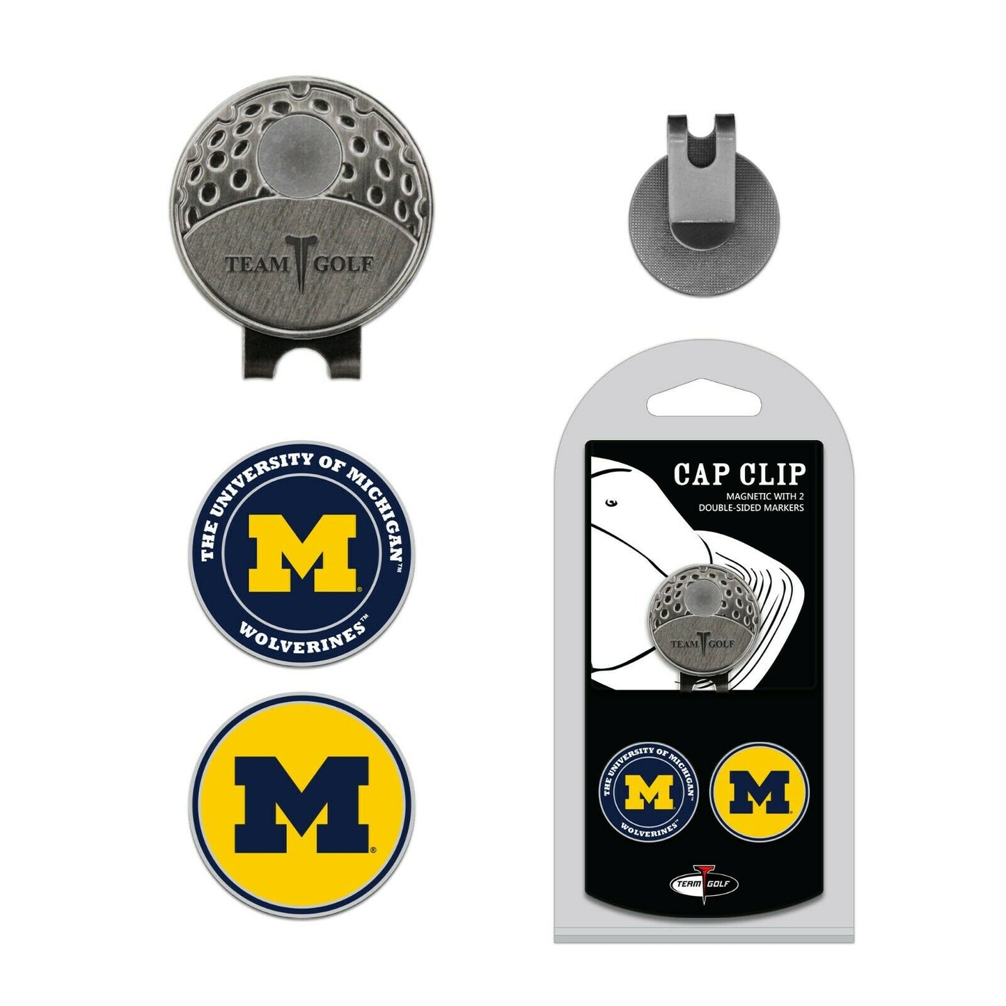 TG NCAA Michigan Wolverines Golf Cap Clip 2 Magnetic Ball Markers