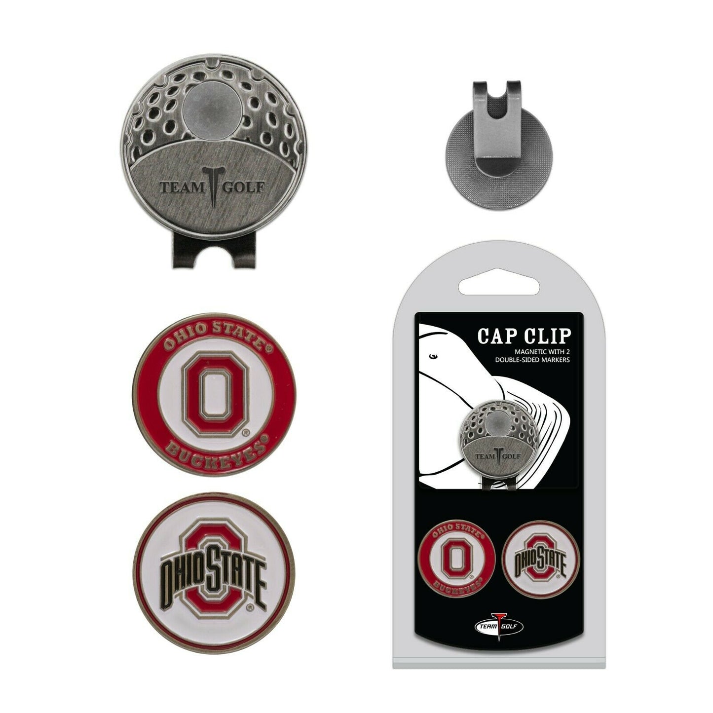TG NCAA Ohio State Buckeyes Golf Cap Clip 2 Magnetic Ball Markers